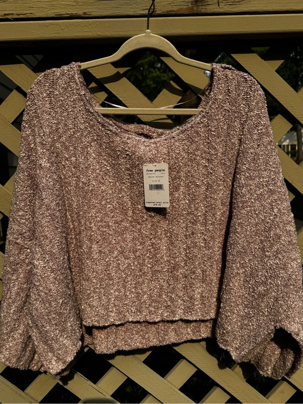 Free People Mauve Mousse Textured Cropped Pullover